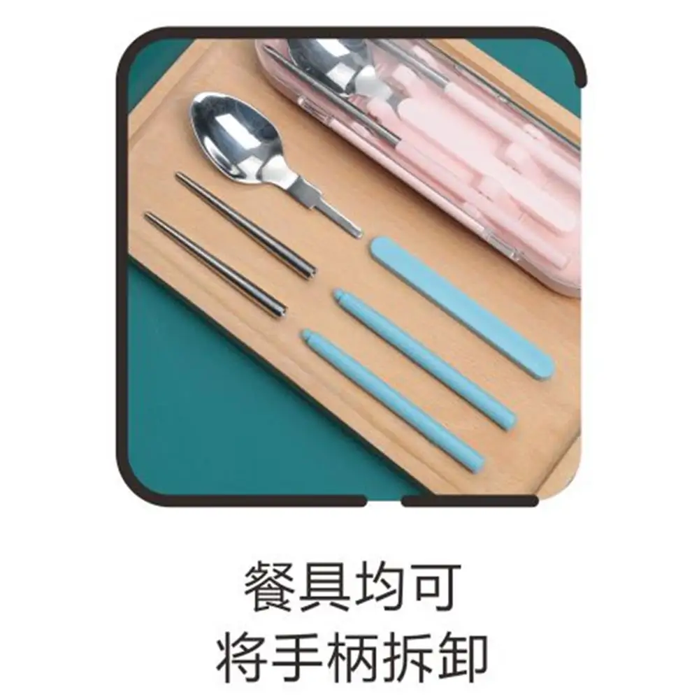 Wheat straw fiber Eco-friendly shell cutlery kit 304#stainless steel spoon and chopsticks set travel sets