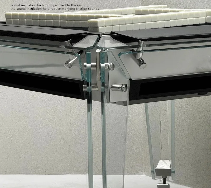 Wholesale Customizable New Design Polyhedral Glass Acrylic Fully Automatic Electronic Mahjong Table For Household Use Game