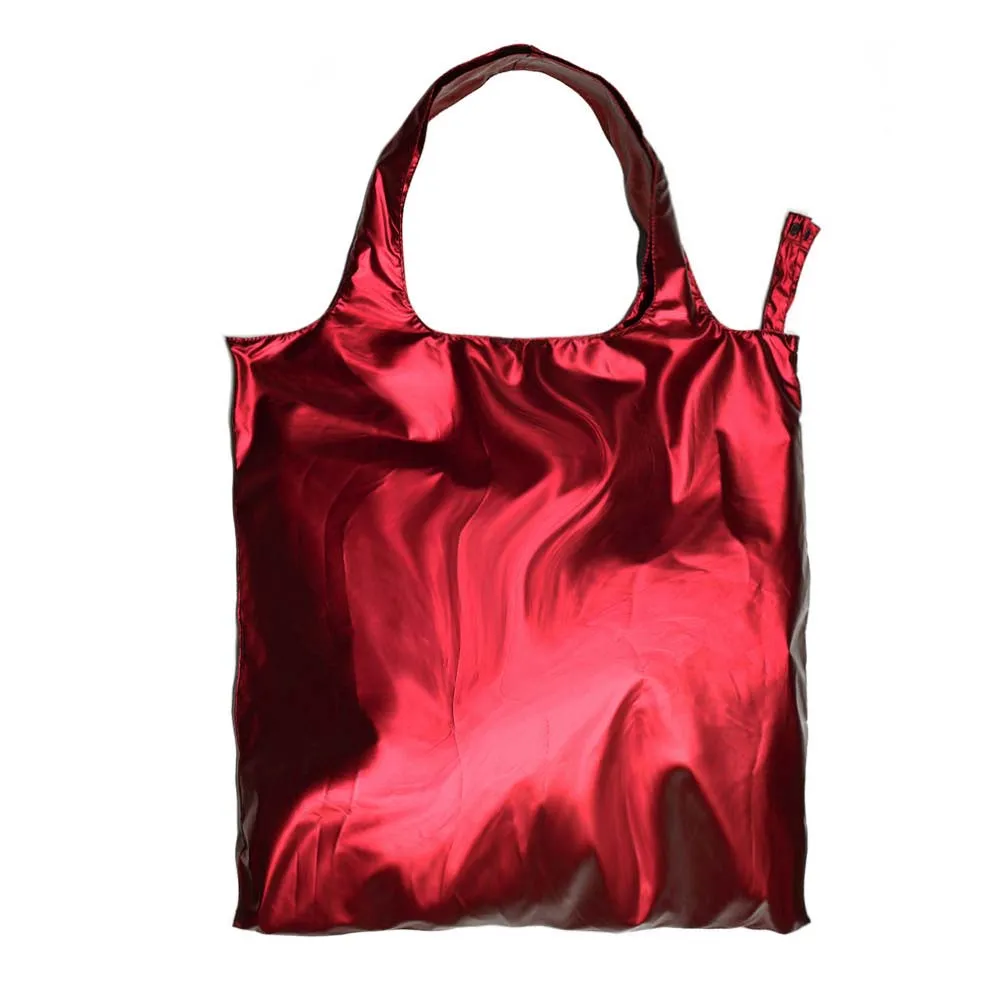 Fashion Design Solid Metal Color Eco Friendly Foldable Shopping Tote Bags For Packaging Gift Beach Sports Travel Storage Pouches