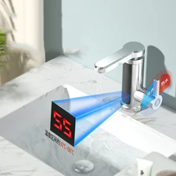 Quick Heating Led Ambient, Light Temperature Display 360 Rotatable Instant Electric Water Heater Low Price 3000w 3s Silver Ipx7/