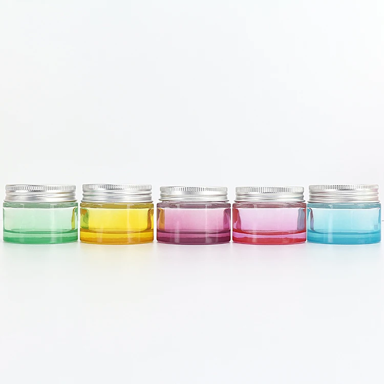 Cosmetic Candle Glass Jar with Lid Skincare Eye Face Cream Candy Jar Packaging 50G Green Pink Cream Bottle Pump Cap,screw Cap