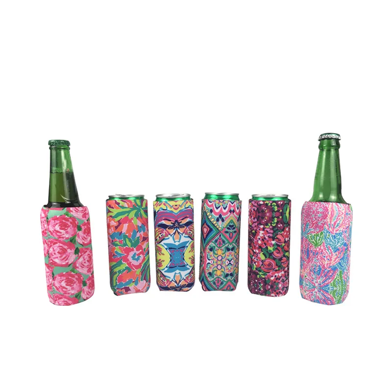 Promotional Sublimation  Advertising Custom Logo Printed Neoprene Beer Can Coozies Insulation Can Coolers