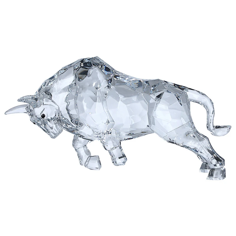 OEM estatua de toro de carga charging bull statue  Clear  and amber transparent Wholesale Acrylic bull Statue