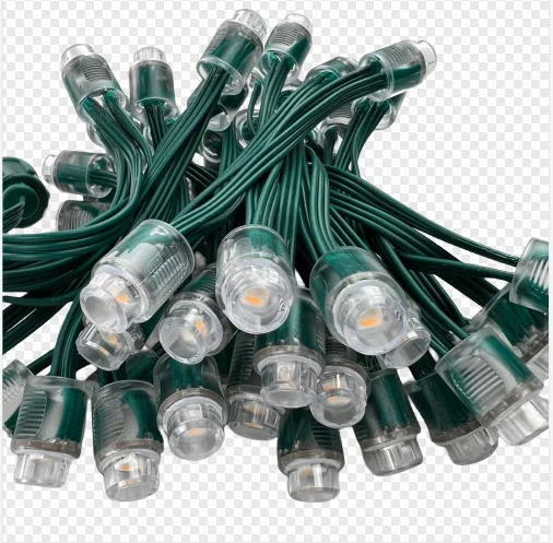 50 Pixels/String Addressable DC5V DC12V SK6812-RGBW(3000K) SMD Pixel Node Bullet 12mm Open Hole IP68 3Pin Green Wire