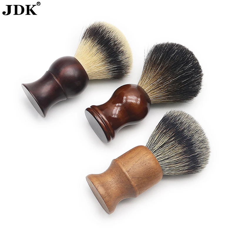JDK Custom Logo Nylon or Badger Hair Wood Handle Single Vegan Wet Grooming Shaving Brush