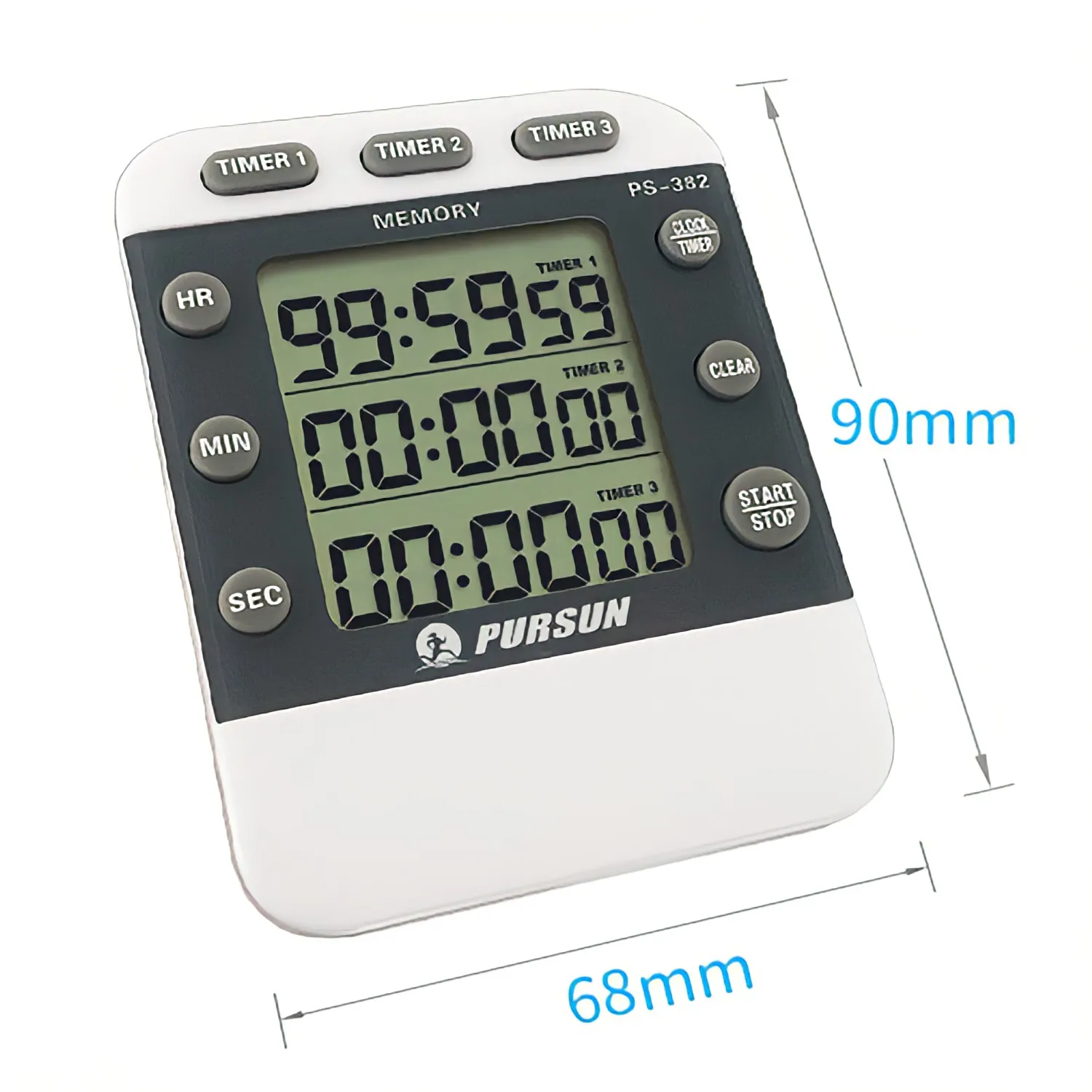 Portable Teaching ABS Plastic Surface Mini Digital LED Screen 3 Channel Alarm Remind Manual Electronic Countdown Timer Stopwatch