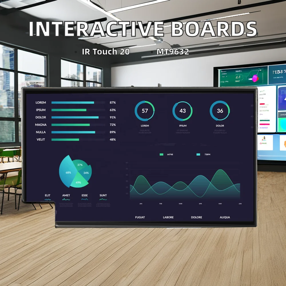 4K LCD Digital Interactive Smart Board 55 65 75 86 98 110 Inch 110 Inch LED Pen Finger Touch Interactive Flat Schools