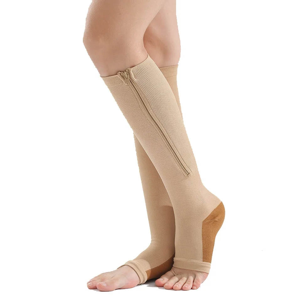 High Quality Multi Color Sport  Knee High  Zip Compression Socks