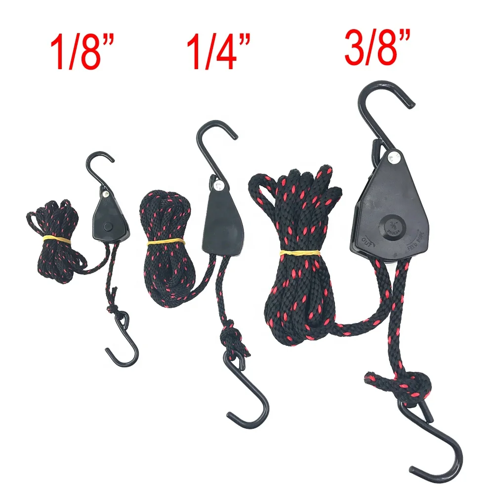 3/8 inch 8-feet rope ratchet tie down heavy duty with coated S hooks