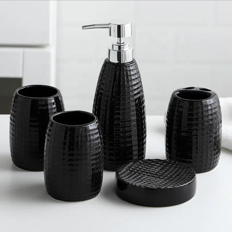 wholesale  Soap Bottles Dispenser hotel Bathroom Accessories Set ceramic