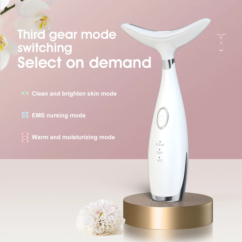 Ultrasonic Neck Lifting Massager with LED Light Phototherapy Deep Cleansing Vibration & Wrinkle Reducing Skin Rejuvenation