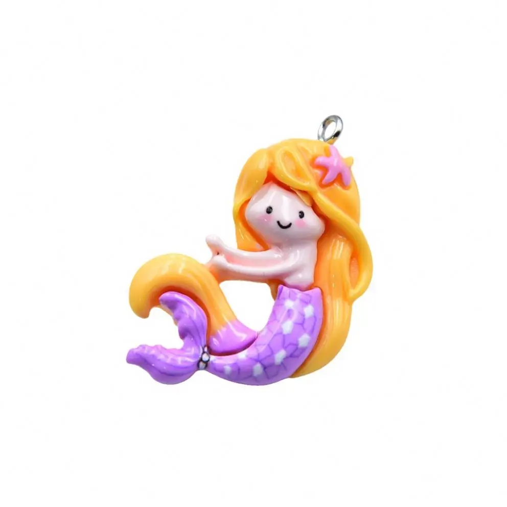 Fashion Mermaid Princess Doll Cartoon Flat Back Resin Charms For DIY Crafts And Mobile Phone Case Decoration