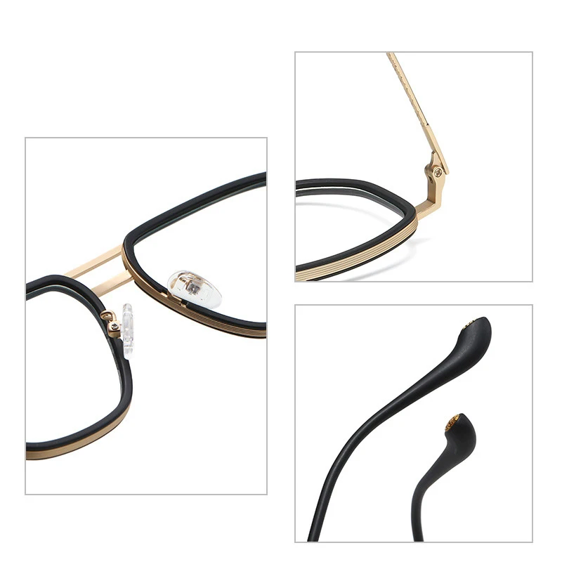 Мужские квадратные очки с защитой от синего света многоугольные металлические сильными петлями