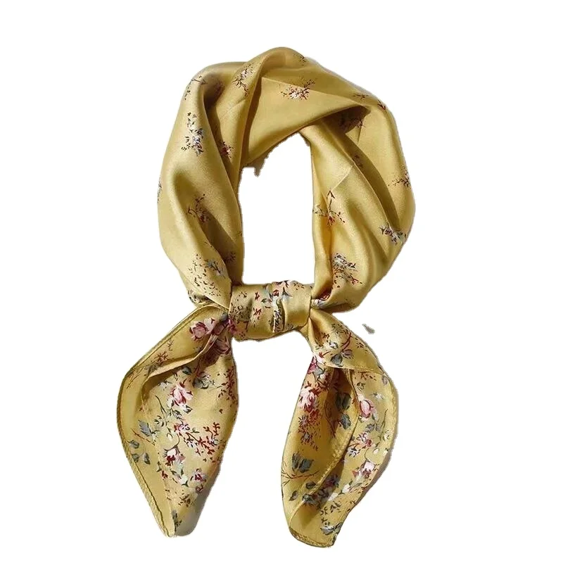 Женский модный большой солнцезащитный шарф-легкий атласный шелковый шарф с цветочным узором