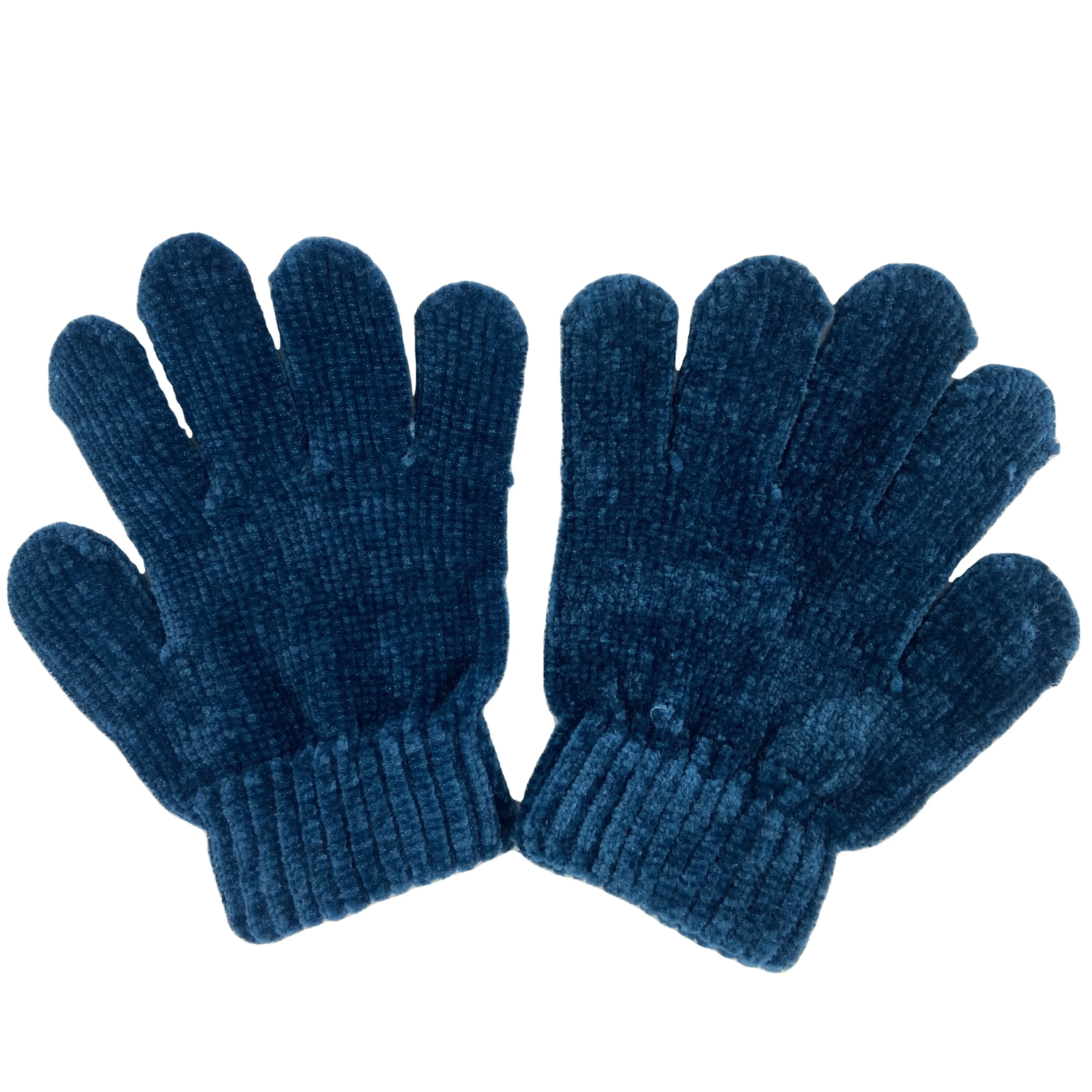 Высококачественные дешевые вязаные вельветовые варежки с индивидуальным логотипом, зимние теплые варежки унисекс с пальцами