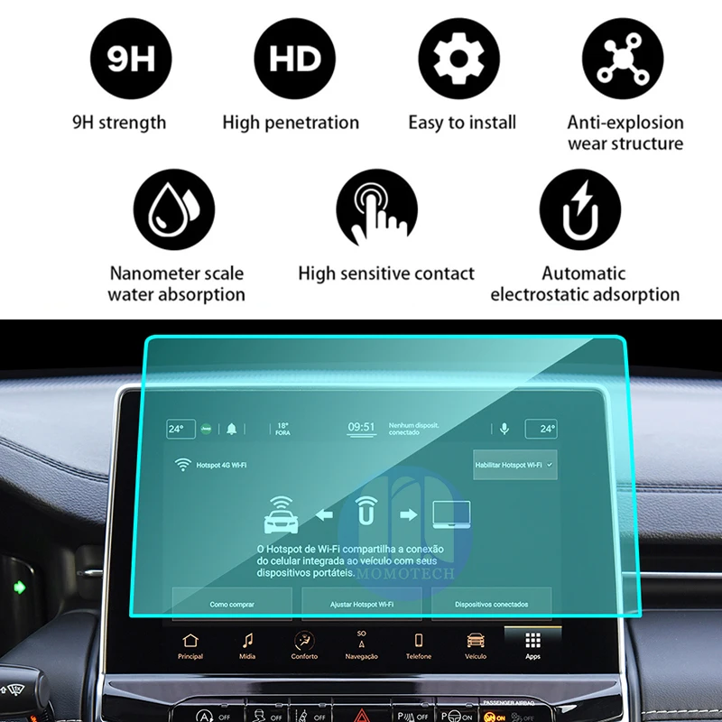 Tempered glass protective film For Jeep compass 2021 2022 10.1 inch Car GPS navigation film LCD screen Anti-scratch Film