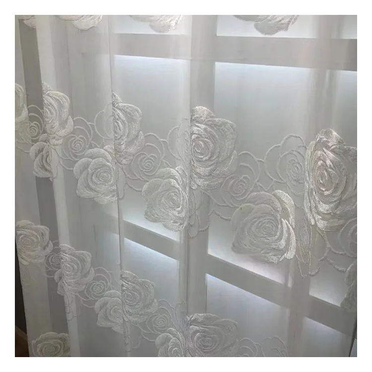 floral jacquard warp knit fabric curtains sheer for the living room home fabric