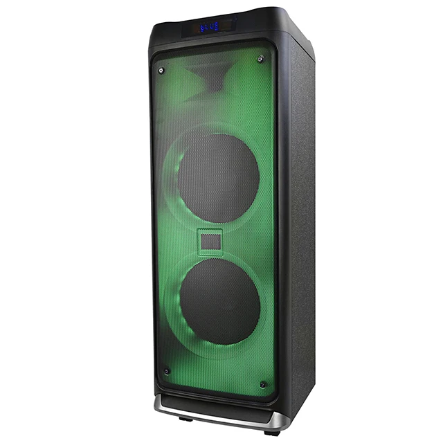 Manufacturer wooden speakers Dual 12 inch party speaker karaoke portable trolley speaker with fire light