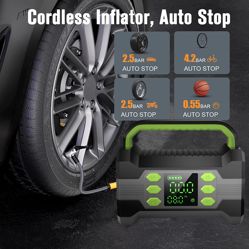 3000A power bank jump start 150PSI jumper starter 12V Car Battery Booster Pack car emergency jump start with air compressor