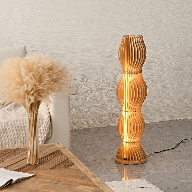 Modern Wooden flower vase Shade Standing Floor Lamp For Living Room Bedroom Sofa
