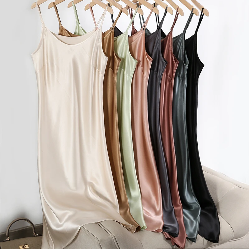 Luxury Style Mulberry Silk Evening Dress Sexy Mid Length Silk Night Gown 100% Silk Nightie Dress For Women