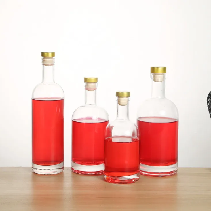 Manufacturer Luxury Clear Empty Round 500ml 750ml Wine Glass Bottles For Liquor Whisky rum tequila