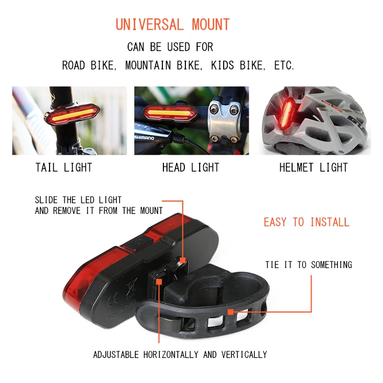 High Quality Cycling Bicycle Rear Light Mountain Road Safety Tail Bike Lights Strobe Mode COB LED Bike Warning Light