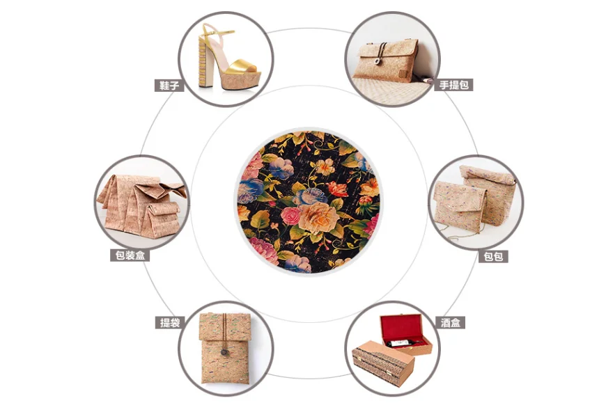 Furniture Bag Natural Cork Wood Grain Vegan PU Faux Leather Fabric Sheet Garments