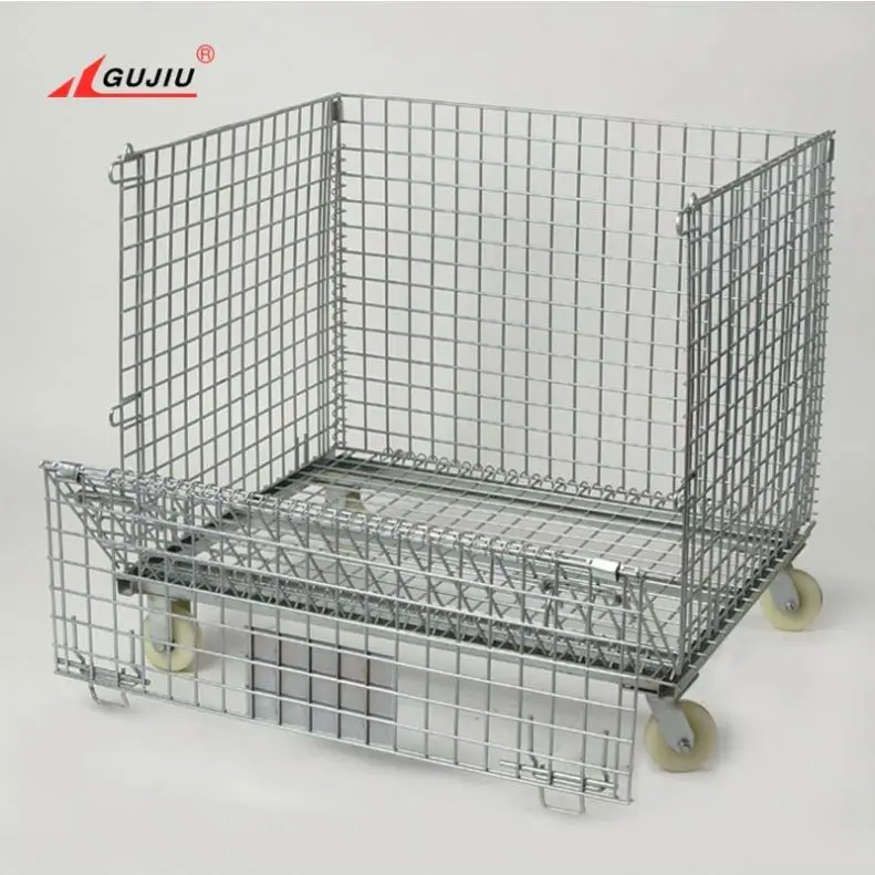 China Storage Steel Stacking Gabion Galvanized Roll Pet Preform Bottle Square Folding Foldable Wire Mesh Pallet Container