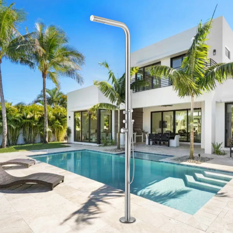 Aluminum alloy outdoor shower swimming pool family garden beach with shower head and foot shower