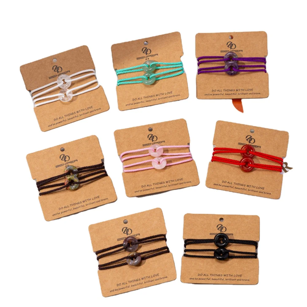 Wholesale Gemstone Peace Buckle Clasp Bracelet Adjustable Rope Couple String Bracelet Donut Charm Braided Rope Chain Bracelets