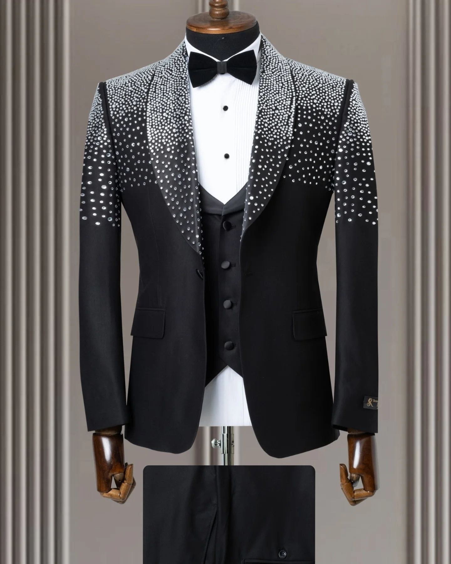 MOQ 1 Piece Tailored Latest Design Double Breasted Slim Suit For Men Custom Bespoke Tailor Suits Black Men Blazer And Pant