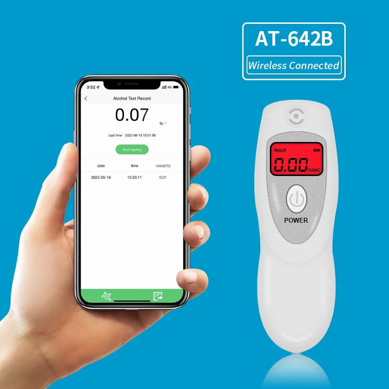 2022 новые BT & приложение анализатор BAC Алкоголь Тестер Алкотестер AT-642B, для европейских и американских рынках только в том случае,