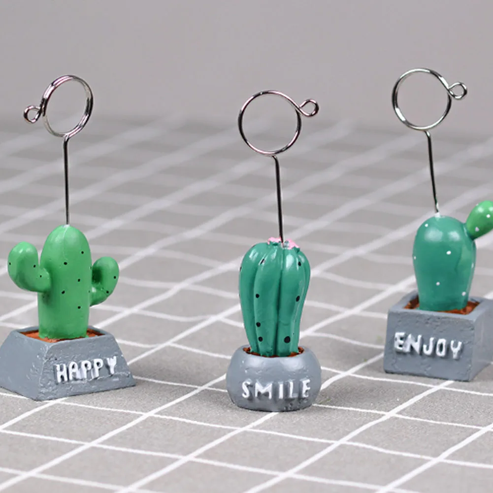 Creative cartoon cactus small potted business card holder resin crafts party supplies decorations