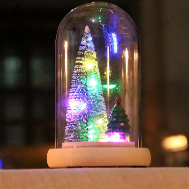 Рождественская елка, светодиодный ночник, настольное украшение со стеклянным покрытием, праздничное украшение, рождественские подарки, Новогодняя Рождественская елка