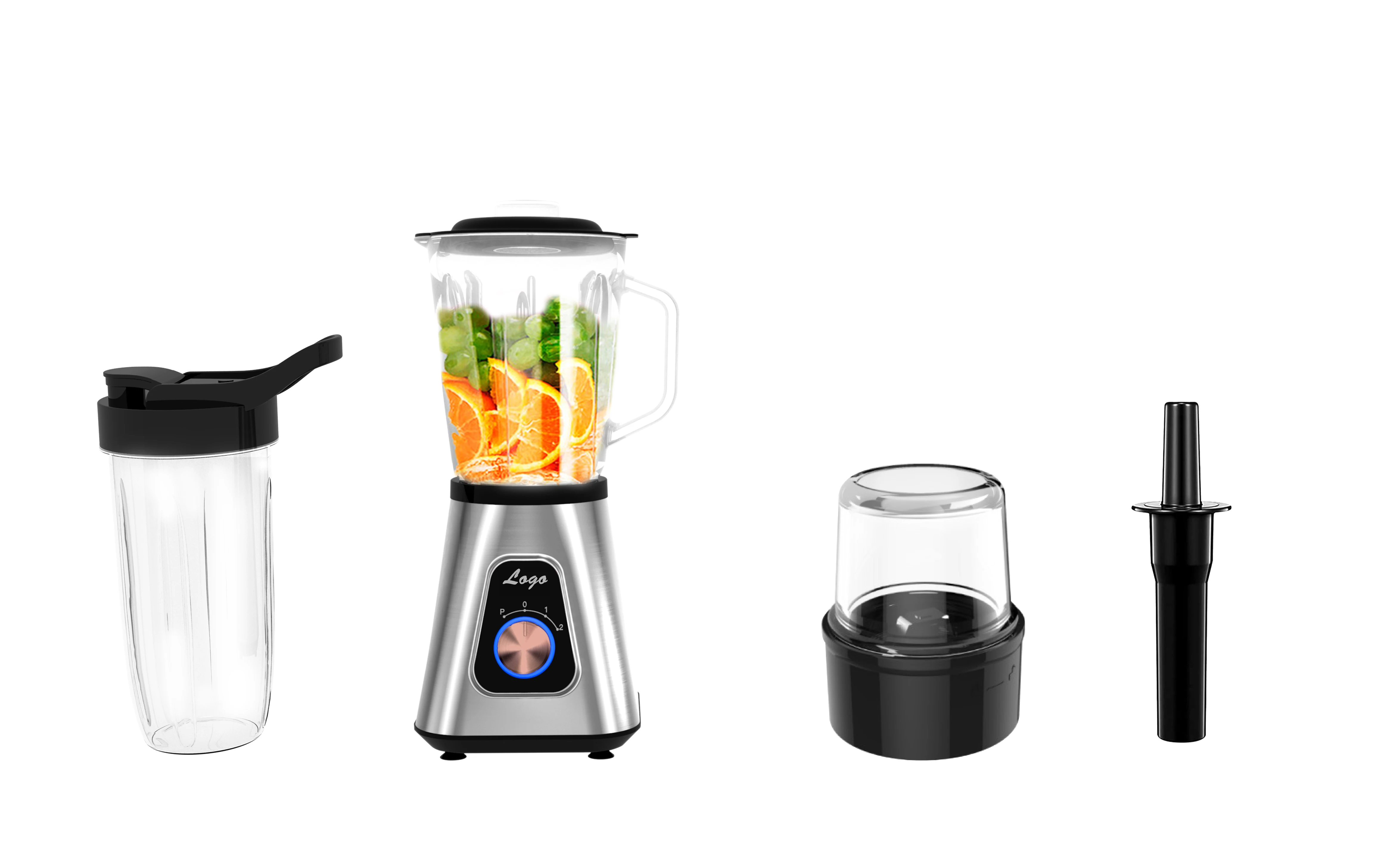 1300W high speed Glass jar smoothie mixer 2 speed settings 6 tips blade multifunctional table blender fruit juicer