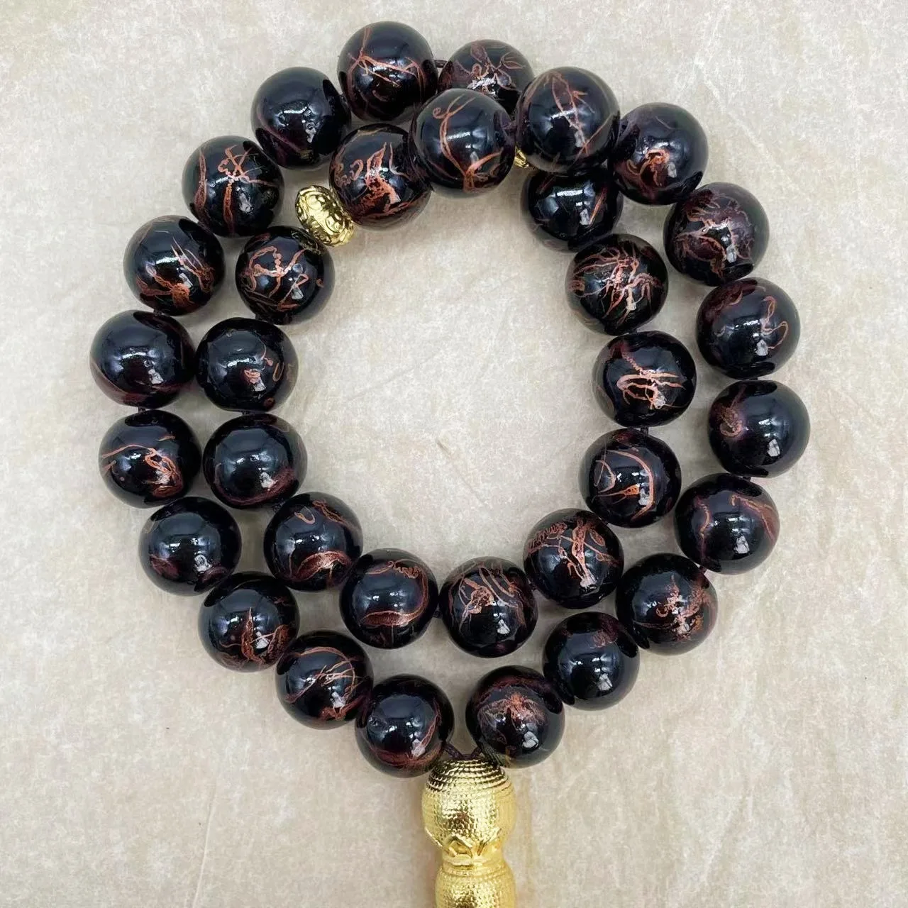 CJ New Fashion 33Pcs Arabic Tassel Bracelet Rosary  Crack Glass Beads Size 10MM Good Quality Necklace Jewelry Rosary