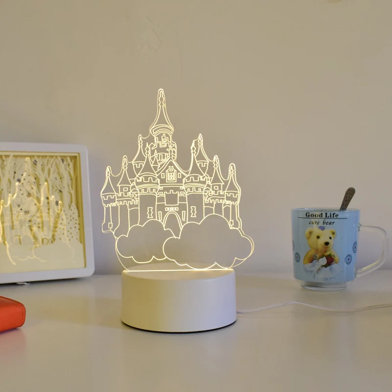 Оригинальная Подключаемая акриловая настольная лампа, 3d светодиодный ночник для подарков, художественное оформление