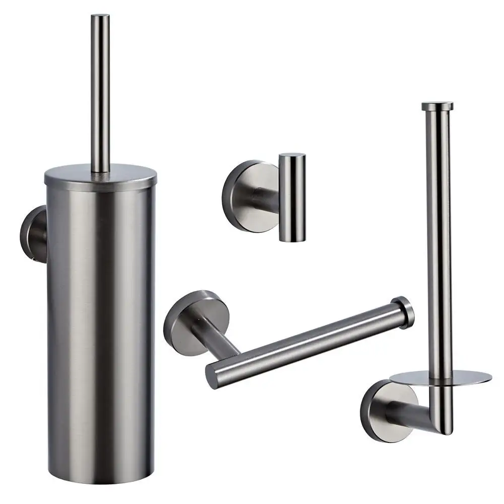 Toilet Brush Set gun gray stainless steel 304 household toilet cleaning brush wall mount punch toilet paper holder set