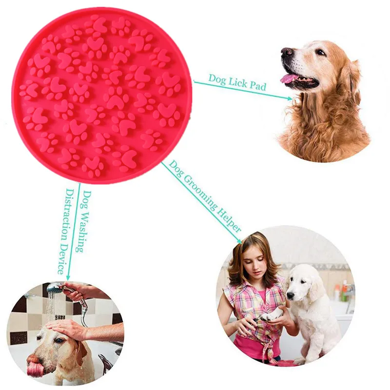 Slow Dispensing Treater  Dog Bath Distraction Device Dog Peanut Butter Lick Mat Pad for Pet Bathing Grooming and Dog Training