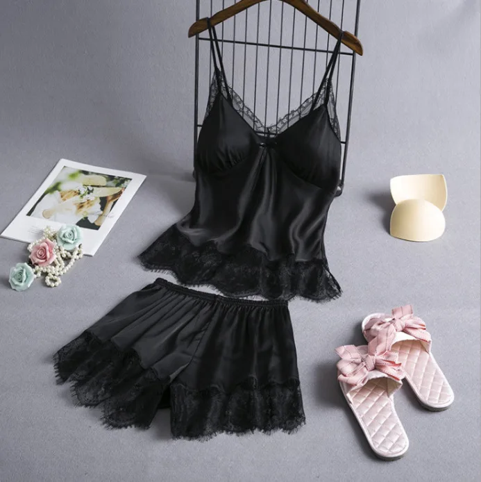 New Sexy Bra Suit Lace Women S Pajamas Ladies Lace Suit Nightdress with Chest Pad