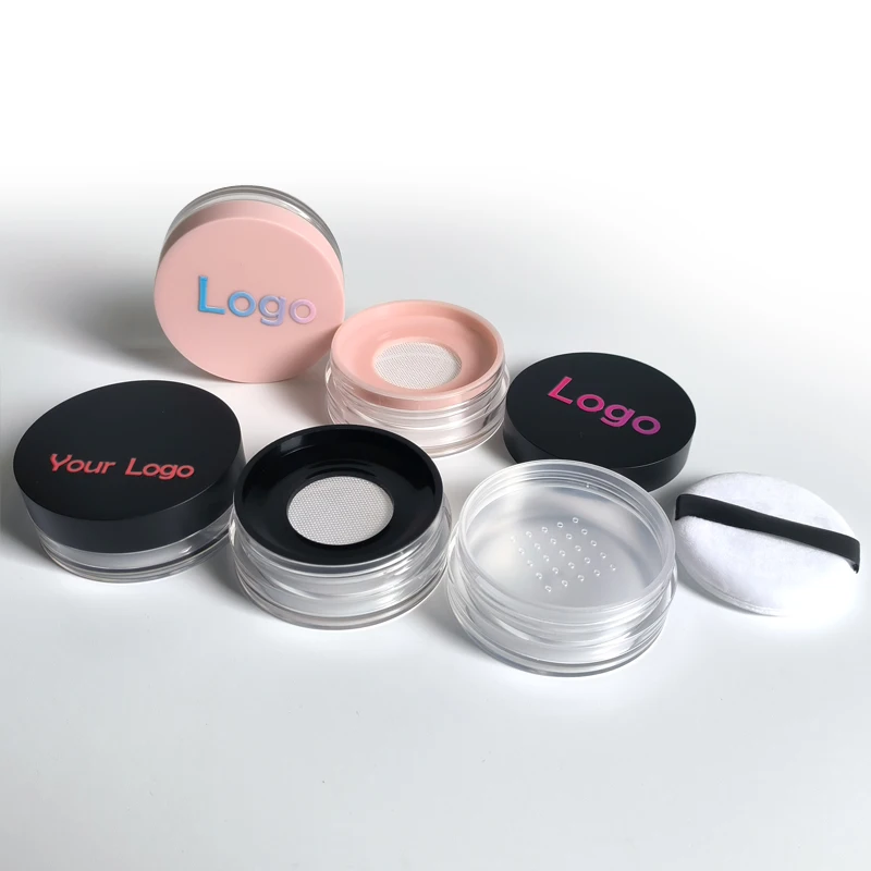 SF9 light pink Plastic makeup compactic 15G 20g 30gram round clear container cosmetic empty loose powder container makeup jar