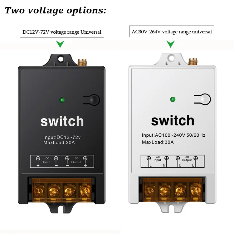 household long range DC 12v 24V 36V 48V 60V 72V Light 40A Relay RF433 Wireless Remote Control Switch for water pump and lamp