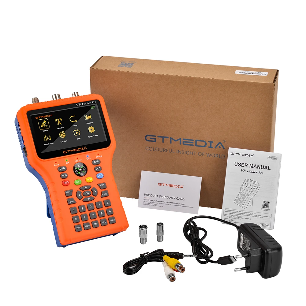 GTMEDIA V8 Finder Pro DVB-S2X/S2/S/T2/T/C комбинированный измеритель MPEG-2/4 H.264/H.265 (10 бит) отвечающих требованиям портативный спутниковый