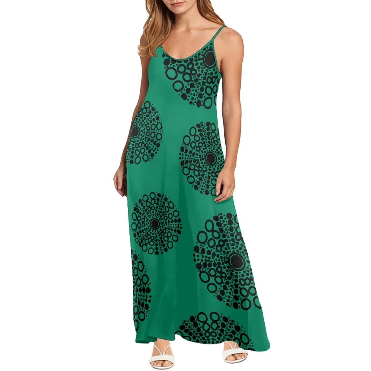 Hot Sale Wholesale Custom Hawaiian Style Sea Urchin Print Sexy Fashion Ball Suspender Long Dress Print On Demand Casual Dresses