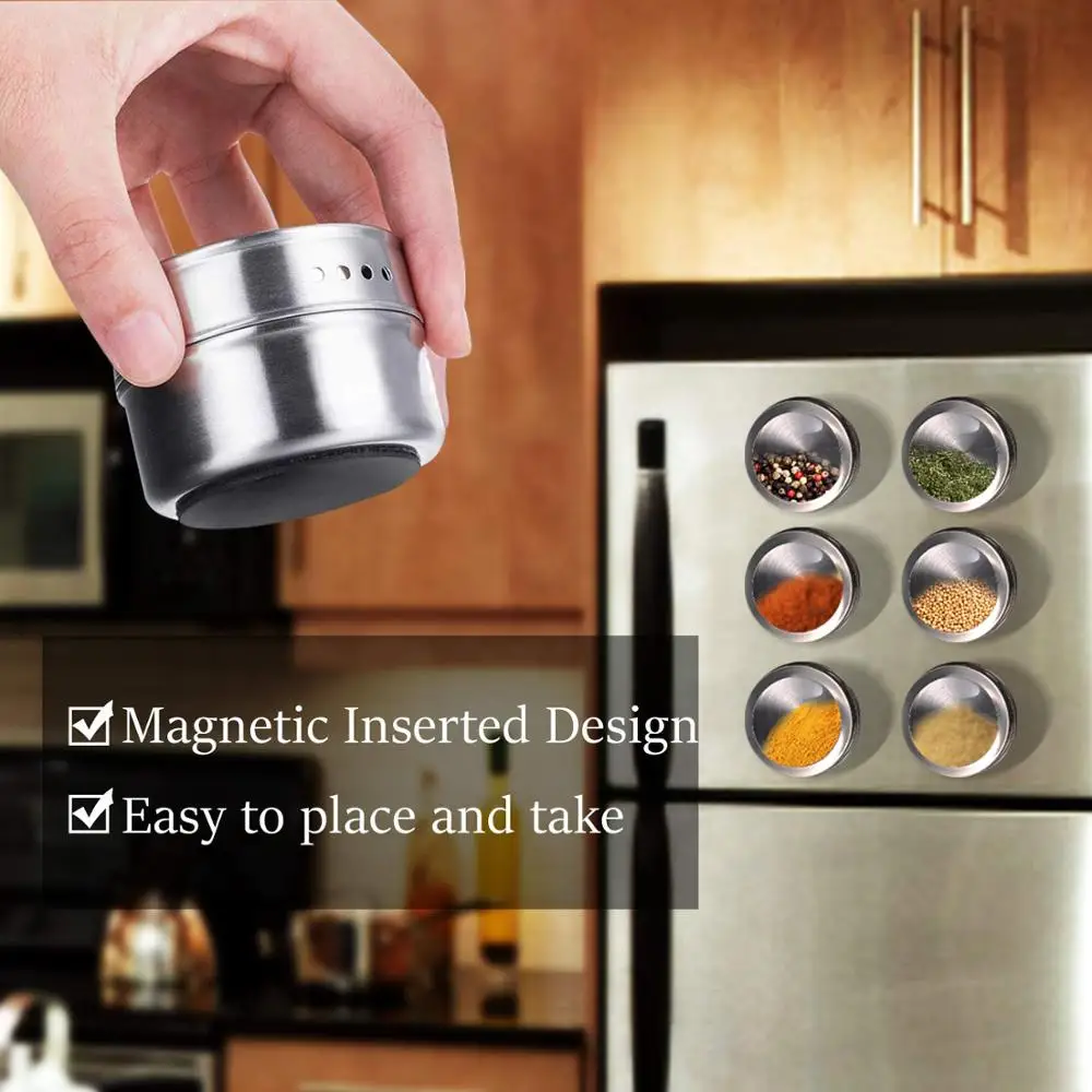 Wholesale Stainless Steel Spice Storage Container Kitchen spice rack set Magnetic Spice Bottle