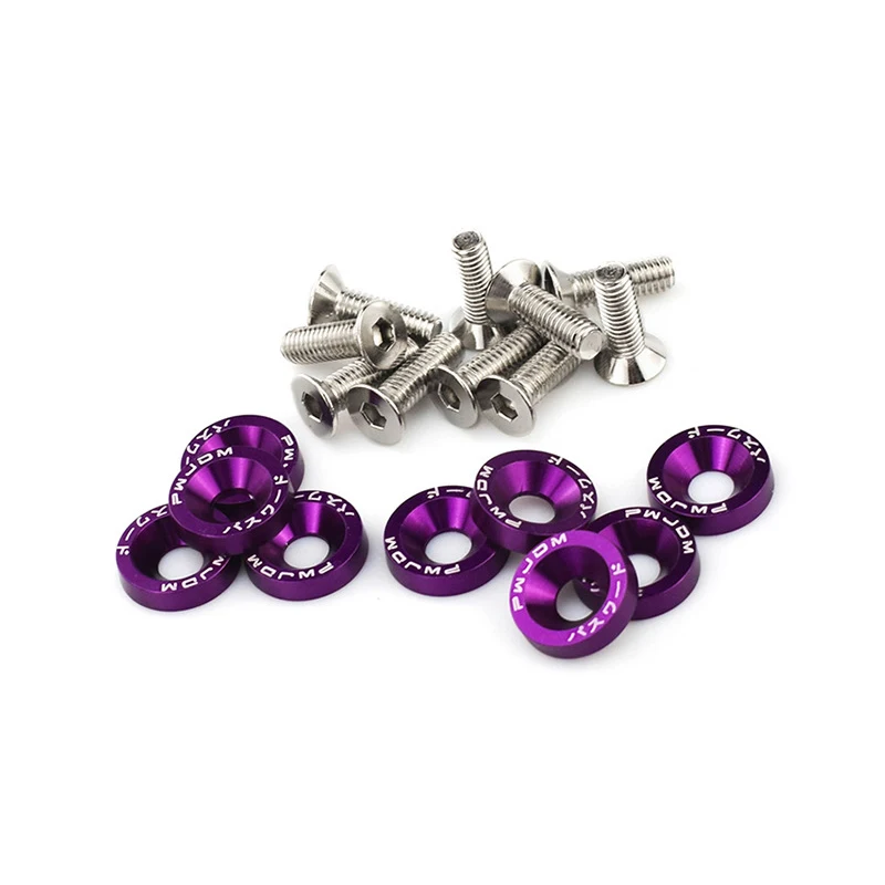 OEM Rainbow Color M6 Fender Countersunk Washer With Screw Kit For Car