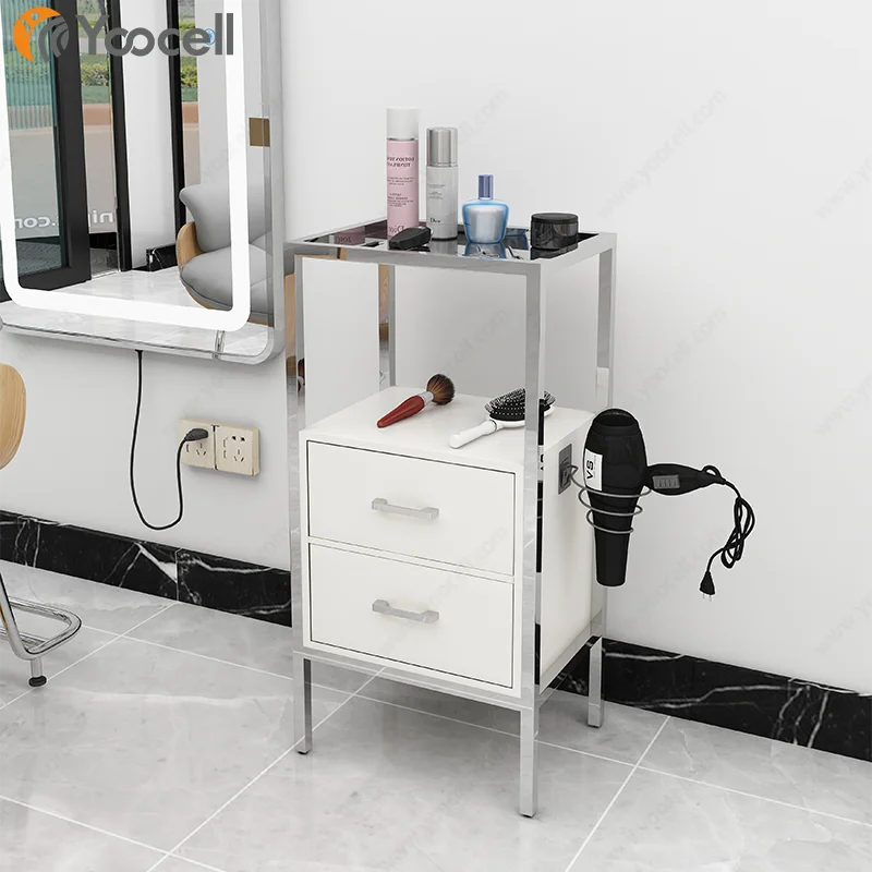 Yoocell modern top quality metal frame salon carts equipment beauty salon trolley hairdressing manicure pedicure trolley