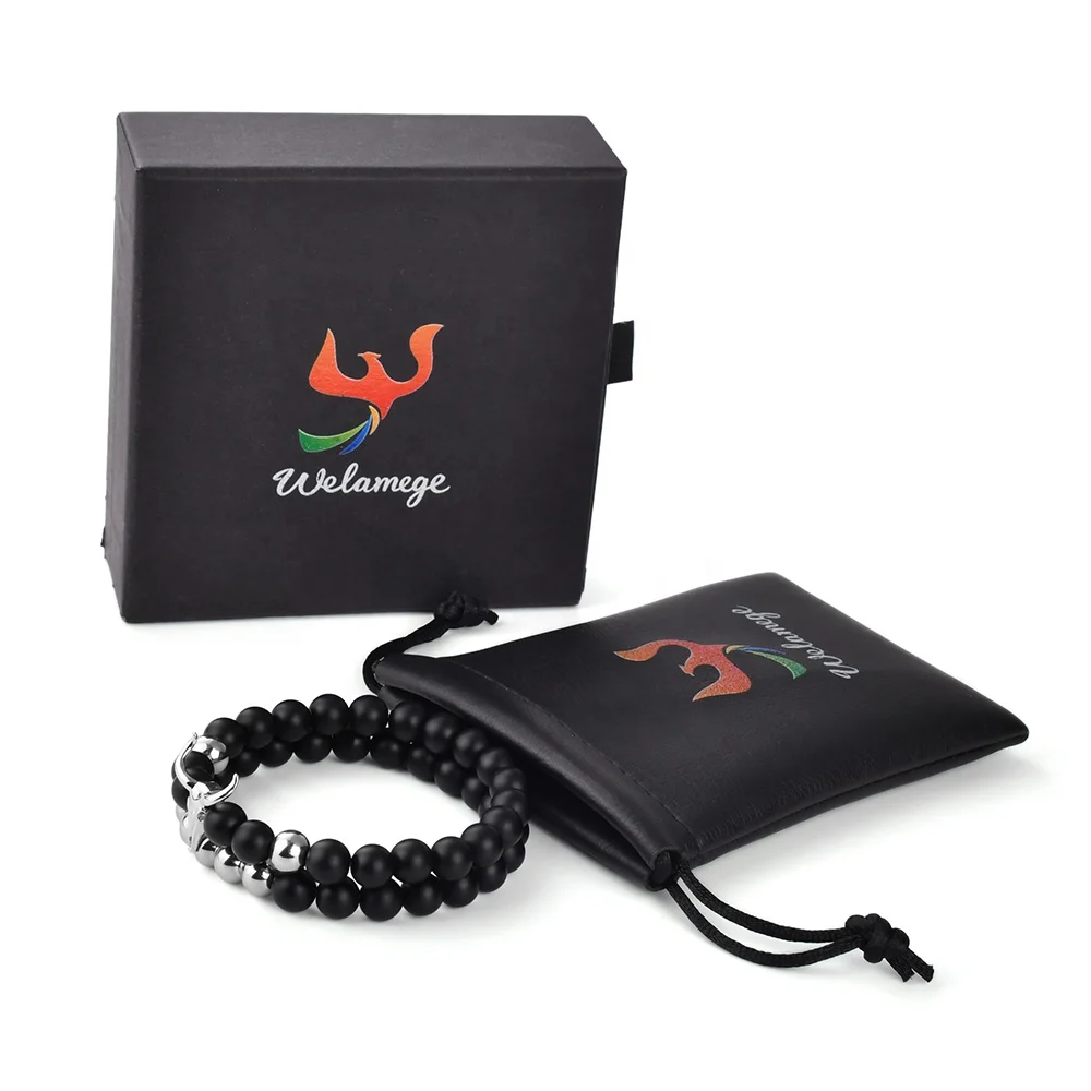 Jewelry Sets Silver 925 Chain Friendship Bracelet Frosted Agate Stainless Steel F427 Fashion Black Beaded Bracelets Micro Insert