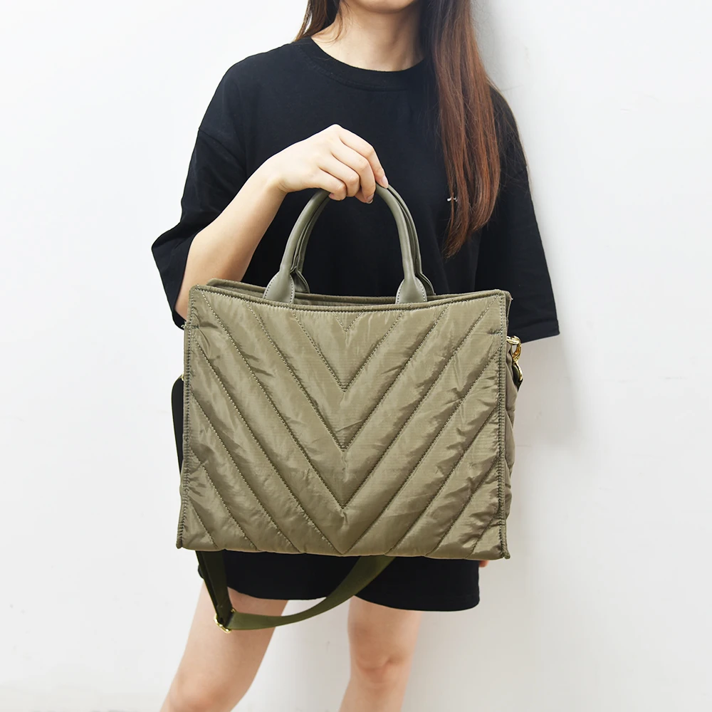 Fashion handbags for office lady Puffer computer bag With crossbody strap Quilted puffy bags for women